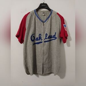 Ebbets Fields Flannels Wool Oakland Oaks Jersey Size Medium